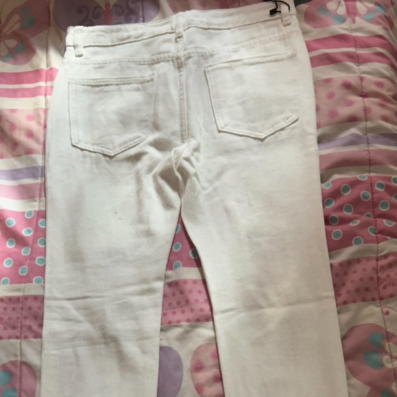 Boys Skinny Fit White Jeans Washed Ripped Denim Pants Kids Clothes - Picture 2 of 2